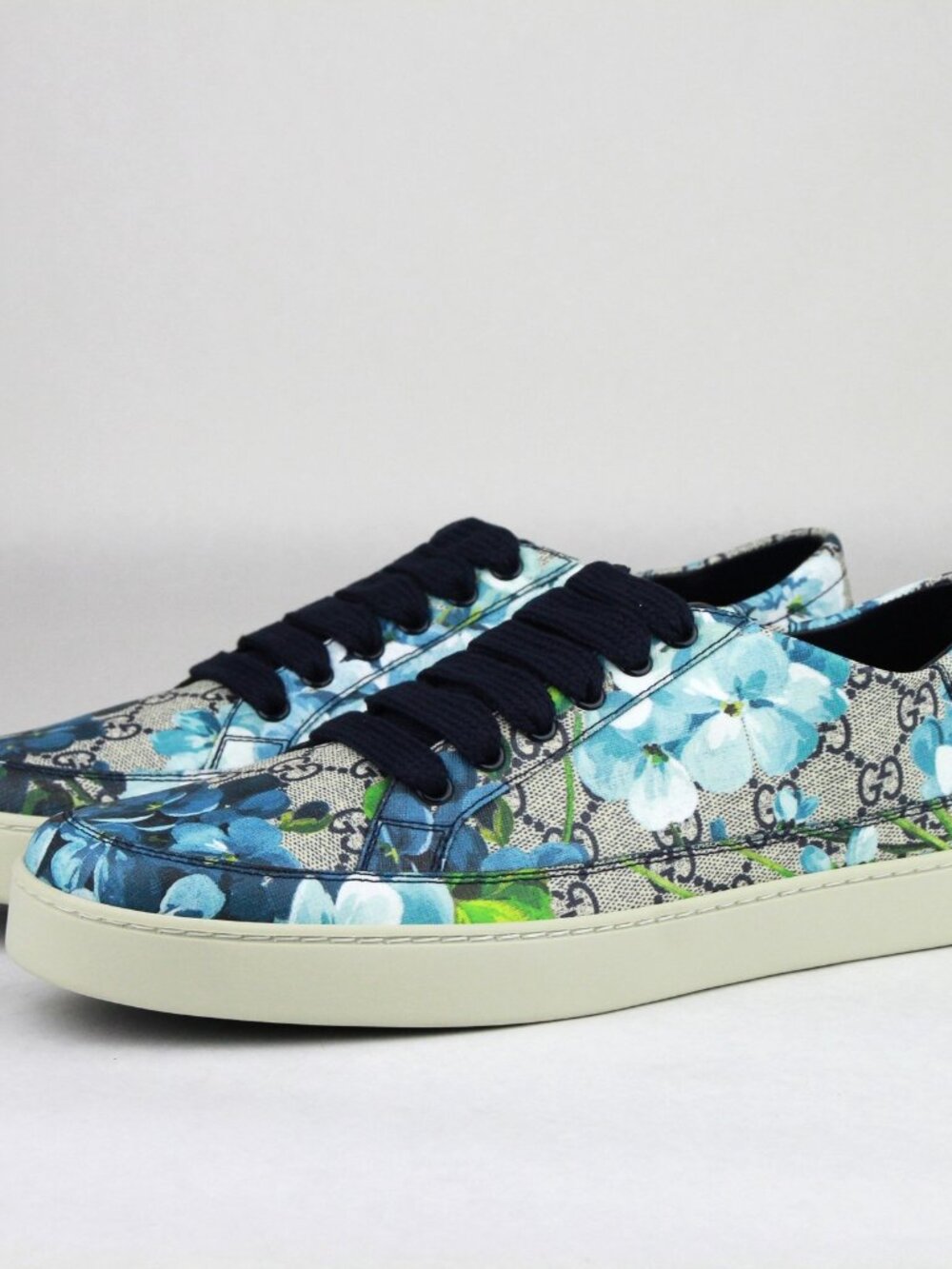 GUCCI Supreme GG Canvas Bloom Print Blue Flower Sneakers UNISEX 407343 - Picture 2 of 11